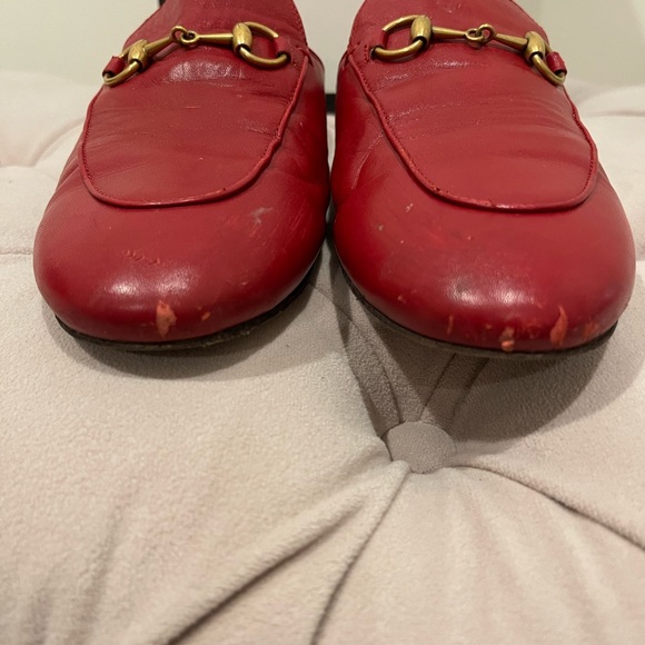 Gucci Hibiscus Red leather Princetown Horsebit Mules size 37 - Picture 4 of 6